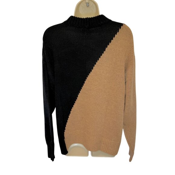 L’Academie Dagan Colorblock Crewneck Sweater in Black & Brown NWT - Size S - Picture 4 of 9